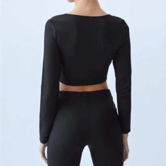 Aritzia Sunday Best Black Marerick Long Sleeve Corset Cropped Zip Front Small - Picture 4 of 9